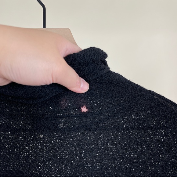 NWT Eileen Fisher Soft Turtleneck Long Sleeve Top in Black Italian Yarn Natural - Picture 3 of 8